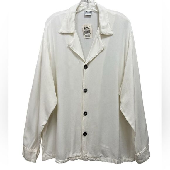 NWT CP Shades Blouse Button Up Long Sleeves Ivory Cream Size M - Picture 1 of 8